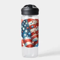 Abstract American Flag Red, White and Blue Water Bottle