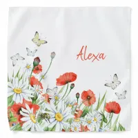 Poppies, Wildflowers, and Butterflies Floral Bandana