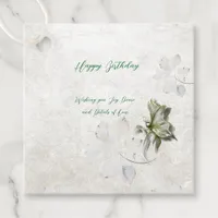  White Delicate botanical birthday party favor tag