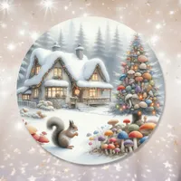 Whimsical Watercolor Enchanted Fairytale Christmas Classic Round Sticker