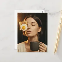 Surreal Morning Coffee Toast and Egg Postcard
