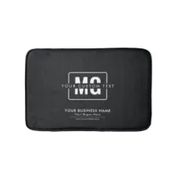 Elegant Black Minimalist Business Promo Monogram Bath Mat