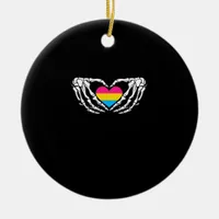 Pan Pride Skeleton Halloween Pan Goth Heart Ceramic Ornament
