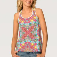 Blue Pink Funky geometric Women's Tank Top