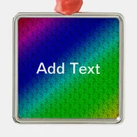 Floral Blue Green Rainbow Gradient Diagonal Blend Metal Ornament