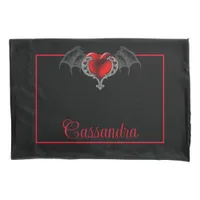 Goth Heart with Bat Wings Personalized Pillow Case