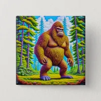 Hairy Bigfoot Walking through the Woods Button