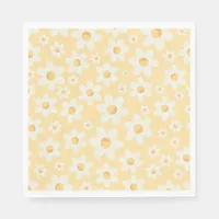 Groovy Yellow Daisy Birthday Napkins | Retro Boho 