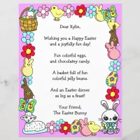 Whimsical Easter Bunny and Poem Kid's Letter Game