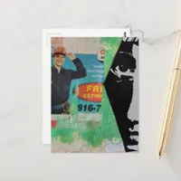 Random Collage Working Man and a Face Postcard