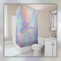 Monogram Name in Blue on Mother Of Pearl |  Shower Curtain