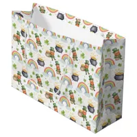 Rainbows Shamrocks Leprechauns St Patrick's Day  Large Gift Bag