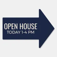 Double-Sided Navy Open House Arrow Directional Sign