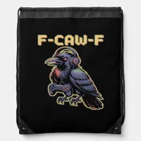 F-Caw-F Gaming Raven With Headphones - Edgy Stream Drawstring Bag