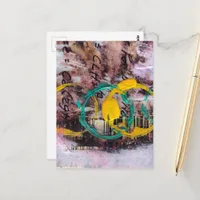abstract collage circles  postcard