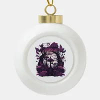 Mushroom Woods Whimsigoth Witchy Screenprint Desig Ceramic Ball Christmas Ornament
