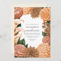 Honey Rose, Apricot Fleur & Toffee Bloom Wedding Invitation