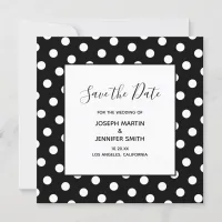 White Polka Dot Elegant Calligraphy Save the Date