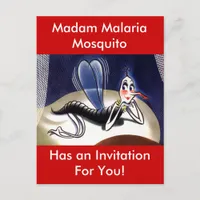 Vintage Madam Malaria Mosquito Invitation Postcard