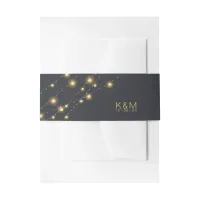 Modern String Lights Wedding Gold ID585 Invitation Belly Band