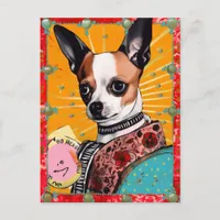 Chihuahua Dog Colorful Collage Postcard