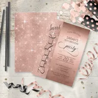 Glitter and Shine Sweet 16 Rose Gold ID675 Invitation