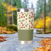 Strawberry Blossoms and Berries Pattern  Insulated Tumbler