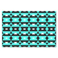 Turquoise Black & White Op Art Geometric Pattern Tissue Paper