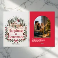 Happiness is Homemade Rustic Cottage Family Photo Holiday Card