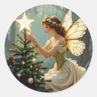 Enchanted Fairy Christmas Classic Round Sticker