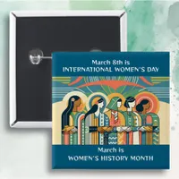 March 8th is International Women's Day  Button