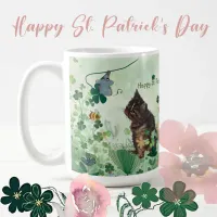 Whimsical St Patrick's holiday Design with Cat and Mouse