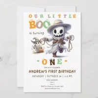 Little Boo Halloween Ghost Cowboy Any Age Birthday Invitation