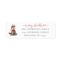 Cute Reindeer Merry Christmas  Return Name Address Label