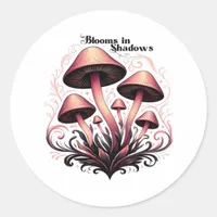 Blooms Shadows - Whimsigoth Mushroom Art Pastel Go Classic Round Sticker