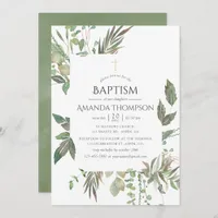 Greenery Baptism or Christening Invitation