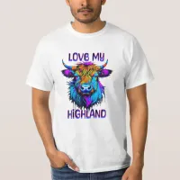 Love my Highland Cows Cyberpunk Style Art T-Shirt