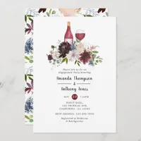 Burgundy and Blush Wine Tasting Engagement Party Invitation
