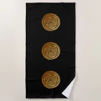 Triple Celtic Knot Swirl Mandala  Beach Towel