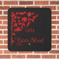  Dark Gothic Red Address Metal Sign