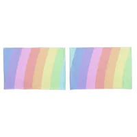 Customisble Girly Pastel Rainbow Wavy Stripes Pillow Case