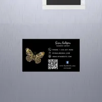 Black gold butterfly QR code Facebook Business Card Magnet