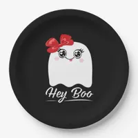Cute Hey Boo Halloween Design Paper Plates
