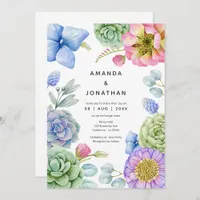 Trendy Succulent Floral Wedding Invitation