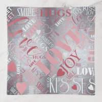 Hugs and Kisses Word Cloud Pink/Silver ID286 Trinket Tray