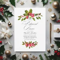 Elegant Holly and Ivy Christmas Rehearsal Dinner Invitation