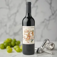 Elegant Gold & White 50th Wedding Anniversary Wine Label