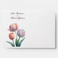 Romantic and Poetic Pastel Tulips Watercolor Envelope