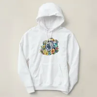Vintage Camera in Flowers Watercolor Hoodie