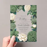Moss Green, Fern Soft & Antique Cream Wedding Acrylic Invitations